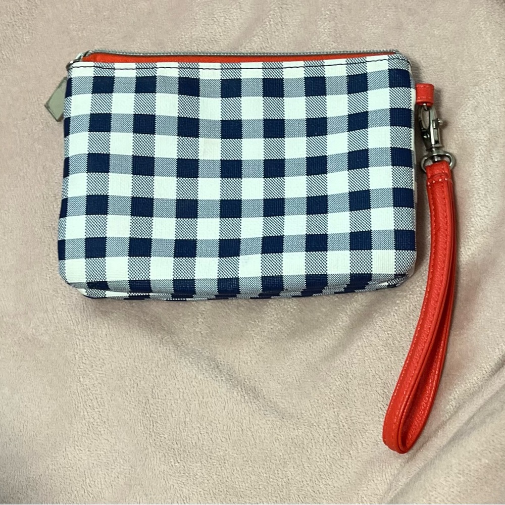 Checkered Blue and Red Wristlet